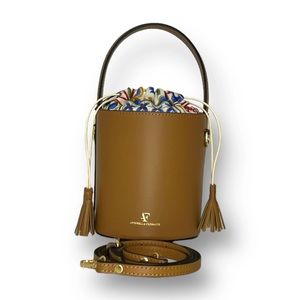 LEATHER SATCHEL WITH MAJOLICA LINING Made in Italy